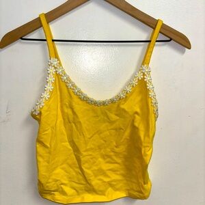 Yellow Crop Top with Daisy Detailing